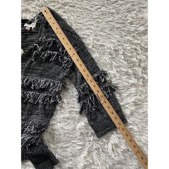 Knox Rose Open Front Cardigan Fringe Boho Festival Size XS NWT Black Marled - Picture 12 of 13